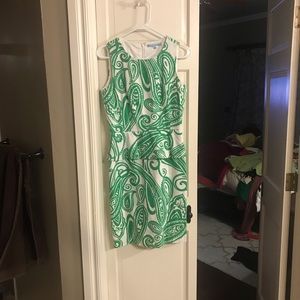 Antonio Melani, green paisley peplum dress, sz 4